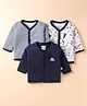 BUMZEE Interlock  Knit Full Sleeves Jhablas with Stripes & Sports Theme Print Pack of 3 - White & Navy Blue