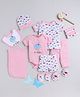 BUMZEE Pack Of 13 Bear Printed Cotton Clothing Gift Set - Pink & White