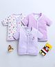 BUMZEE Cotton Woven Half Sleeves  Jhablas with Stripes & Floral Print Pack of 3 - White & Lavender