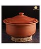 Swadeshi Blessings HandMade Unglazed Clay Pot For Cooking & Serving with Lid/ Earthen Handi /Mud Handi (3.5 Litres)