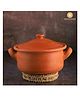 Swadeshi Blessings Exclusive Range Unglazed Clay Pot for Serving with Lid/Earthen Kadai + ASH for Cleaning (2 Liters)