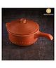 Swadeshi Blessings Exclusive Range HandMade Unglazed Clay Sauce Pan With Lid 1.5L/Earthen Wok/Clay Skillet/Frying Pan