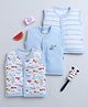 BUMZEE Cotton Woven Sleeveless Jhablas With Striped & Helicopter Print Pack Of 3 - Light Blue