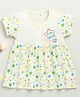 BUMZEE Cotton Half Sleeves Stars Printed Dress - Cream
