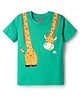 Babyhug Cotton Knit Half Sleeves T-Shirt with Giraffe Print - Mint