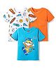 Babyhug Cotton Knit Half Sleeves T-Shirt with Skating Print Pack of 3 - Light Blue Orange & White