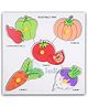 Bunie Vegetables Learning Wooden Board with Knobs for Kids  5 Pcs Vegetables