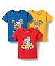 Babyhug Cotton Knit Half Sleeves T-Shirt With Animal Print Pack Of 3 - Red & Navy Blue