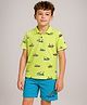 OLLINGTON ST. Cotton Half Sleeves Ship Printed Polo T-Shirt & Shorts Set - Multicolor & Light Blue