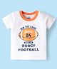 Doodle Poodle 100% Cotton Knit Half Sleeves T-Shirt with Rugby Theme Print - White