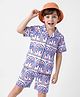 Honeyhap Premium   Looper Knit Half Sleeves Co-ords Shirt & Shorts Set with Bio Finish & Coconut Tree Print - Bright White