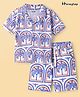 Honeyhap Premium   Looper Knit Half Sleeves Co-ords Shirt & Shorts Set with Bio Finish & Coconut Tree Print - Bright White