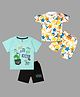 Tiny Hugs Cotton Pack Of 2 Half Sleeves Dinosaur & Stars Printed Coordinating Tees Shorts Set - Multi Colour