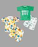 Tiny Hugs Cotton Pack Of 2 Half Sleeves Dinosaurs & Stars Printed Tees & Shorts Set - Multi Colour