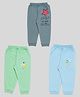 Tiny Hugs Cotton Pack Of 3 Baby Dinosaur & Star Of The Sow Text Printed Pajamas - Multi Colour