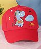 PASSION PETALS Cotton Dinosaur Applique Detailed Summer Cap - Red