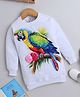 NAVKIYA G Fleece Full Sleeves Parrot Printed Sweatshirt Dress - White