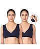 Morph Pack Of 2 Solid Skin Friendly Sleeping Bras With Pull Over Nursing Access - Navy Blue