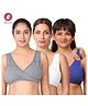 Morph Cotton Pack Of 3 Leak Proof Solid Maternity Sleeping Bras With Pullover Nursing Access - Steel Grey White & Royal Blue