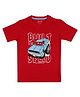 J&JP Cotton Half Sleeves Built For Speed Text Printed Tee - Red