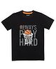 J&JP Cotton Half Sleeves Basketball Printed Tee - Black