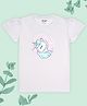 J&JP Cotton Half Sleeves Unicorn Printed Tee - White