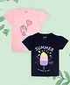 J&JP Cotton Pack Of 2 Half Sleeves Summer Text & Hearts Printed Tees - Pink & Black