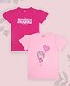 J&JP Cotton Pack Of 2 Half Sleeves Wild Awesome Friends Text & Hearts Printed Tees - Pink & Dark Pink