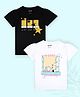 J&JP Cotton Pack Of 2 Half Sleeves Typography Printed Tees - Black & White