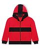 J&JP Fleece Full Sleeves Solid Hoodie - Red & Black