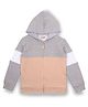 J&JP Fleece Full Sleeves Cut & Sew Hoodie - Grey White & Sandal