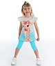 J&JP Cotton Cap Sleeves Baby Giraffe Printed Top & Capris Set - Multi Colour