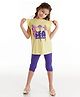 J&JP Cotton Frill Sleeves Sea Friendship Text Printed Top & Capri Set - Multi Colour