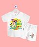 The Peppy Tend Holi Theme 100% Cotton Half Sleeves My 1st Holi With Mumma & Papa Text Printed Tee & Shorts Set - White