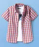Pine Kids Cotton Woven Half Sleeves Checks Shirt With T Shirt - Multicolour