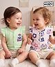 Babyoye Disney Interlock Knit Frill Sleeves Jhablas With Minnie Mouse Family Graphics Pack Of 2 - Pink & Light Green