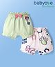 Babyoye Disney Interlock Knit Bloomers With Minnie Mouse Family Graphics Pack Of 2 - White & Light Green