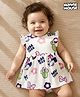 Babyoye Disney Single Jersey Knit Frill Sleeves Frock Style Onesie With Minnie Mouse Family Print - White