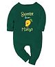 Zeezeezoo Summer Theme 100% Cotton Full Sleeves Sweeter Than Mango Text Printed Romper - Forest Green