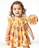 Doodle Poodle Single Jersey Knit Half Sleeves Dress With Floral Print & Bloomer - Yellow