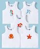 Doodle Poodle 100% Cotton Knit Sleeveless Vests with Fish Print Pack of 5 - White