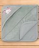 Pink Rabbit Terry Knit Hooded Towel With Cat & Floral Patch L 84 x B 82 cm - Grey