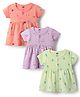 Simply Sinker Knit Half Sleeves Fruit Printed Front Open Frocks Pack of 3 - Peach Lilac & Light Green