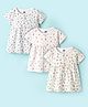 Simply Interlock Knit Half Sleeves Floral Printed Front Open Frocks Pack of 3 - White