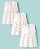 Simply Sinker Knit Sleeveless Floral Printed Front Open Frocks Pack of 3 - White
