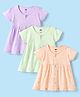 Simply Sinker Knit Half Sleeves Bird & Teddy Bear Printed Front Open Frocks Pack of 2 - Mint & Lavender