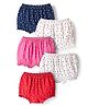 Honeyhap 100% Premium Cotton Knit Bloomers With Bio Finish Polka Dots Print Pack Of 5 - High Risk Red Bright White & Fandango Pink