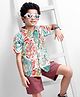 OLLINGTON ST. Cotton Knit Half Sleeves Tiger Printed Shirt & Shorts Set - Multicolor & Brown