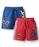 Honeyhap Marvel Terry Knit Knee Length Shorts With Spider Man Graphics Pack Of 2 - Red & Navy Blue