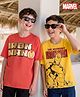 Honeyhap Marvel Single Jersey Knit Half Drop Shoulder Sleeves T-Shirts with Avengers Graphics & Gold Foil Detailing Pack of 2 - Yellow & Red